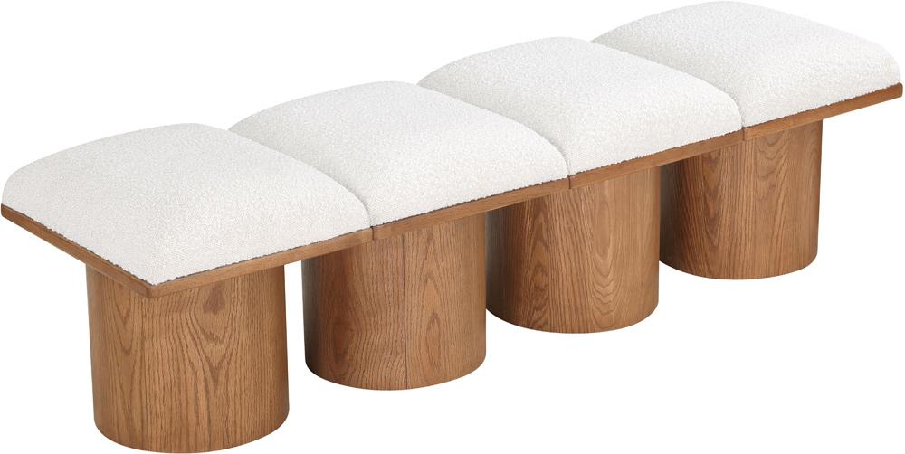 Meridian Furniture - Pavilion Cream Boucle Fabric Bench - 4Pc - 467Cream-4A veiw 5
