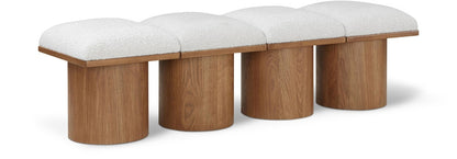 Meridian Furniture - Pavilion Cream Boucle Fabric Bench - 4Pc - 467Cream-4B veiw 1