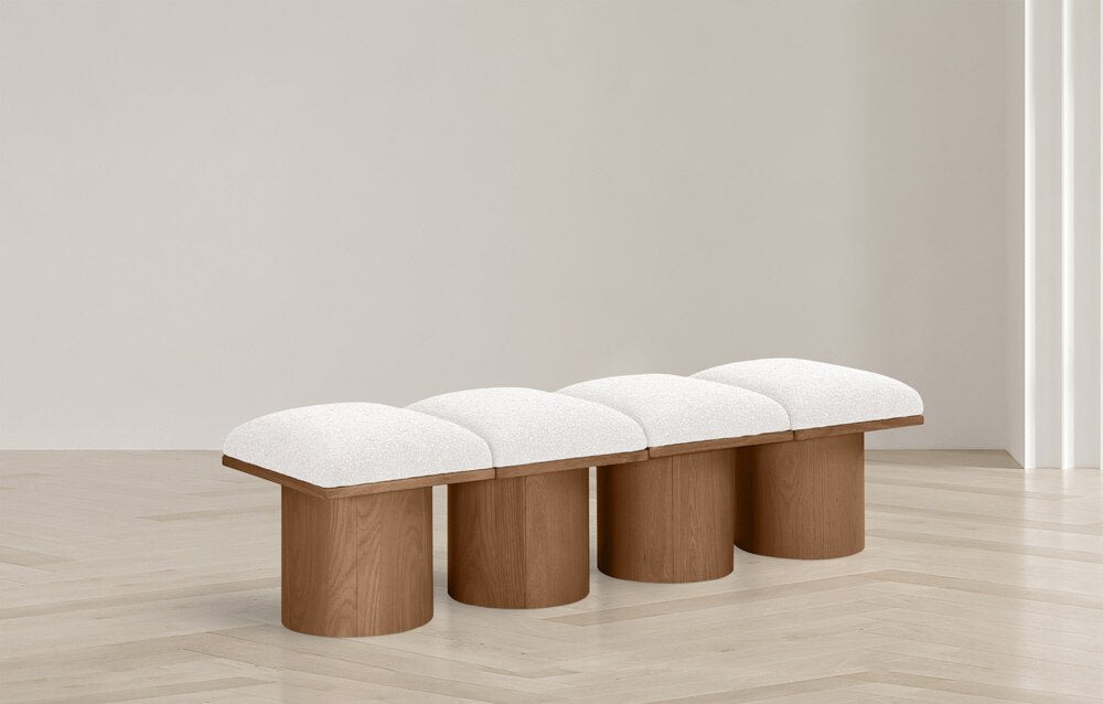 Meridian Furniture - Pavilion Cream Boucle Fabric Bench - 4Pc - 467Cream-4B veiw 2