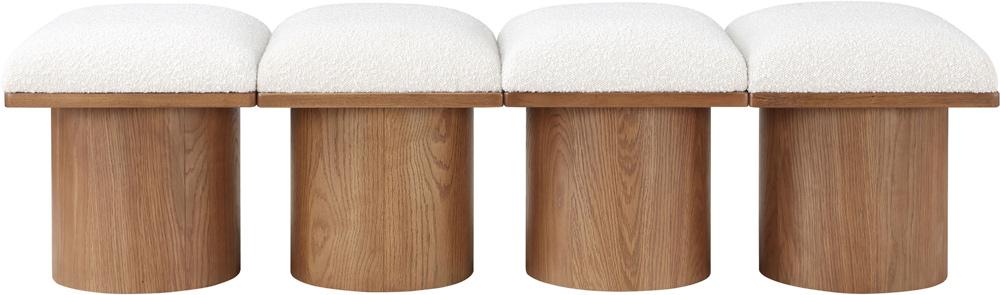 Meridian Furniture - Pavilion Cream Boucle Fabric Bench - 4Pc - 467Cream-4B veiw 3