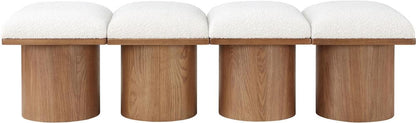 Meridian Furniture - Pavilion Cream Boucle Fabric Bench - 4Pc - 467Cream-4B veiw 3