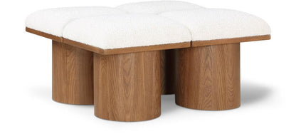 Meridian Furniture - Pavilion Cream Boucle Fabric Bench - 4Pc - 467Cream-4C veiw 1