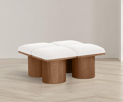 Meridian Furniture - Pavilion Cream Boucle Fabric Bench - 4Pc - 467Cream-4C veiw 2