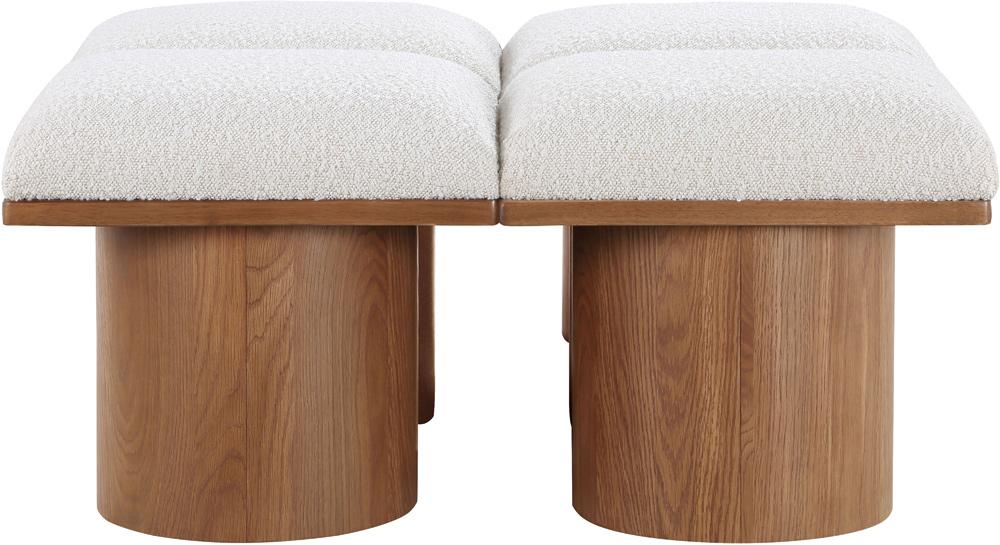 Meridian Furniture - Pavilion Cream Boucle Fabric Bench - 4Pc - 467Cream-4C veiw 3