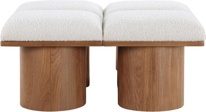 Meridian Furniture - Pavilion Cream Boucle Fabric Bench - 4Pc - 467Cream-4C veiw 3