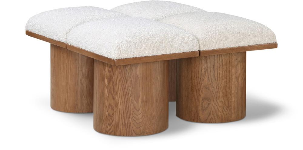 Meridian Furniture - Pavilion Cream Boucle Fabric Bench - 4Pc - 467Cream-4D veiw 1