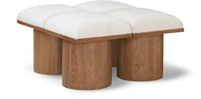 Meridian Furniture - Pavilion Cream Boucle Fabric Bench - 4Pc - 467Cream-4D veiw 1