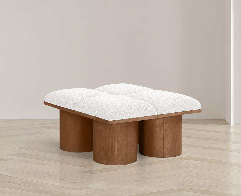 Meridian Furniture - Pavilion Cream Boucle Fabric Bench - 4Pc - 467Cream-4D veiw 2