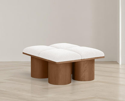 Meridian Furniture - Pavilion Cream Boucle Fabric Bench - 4Pc - 467Cream-4D veiw 2
