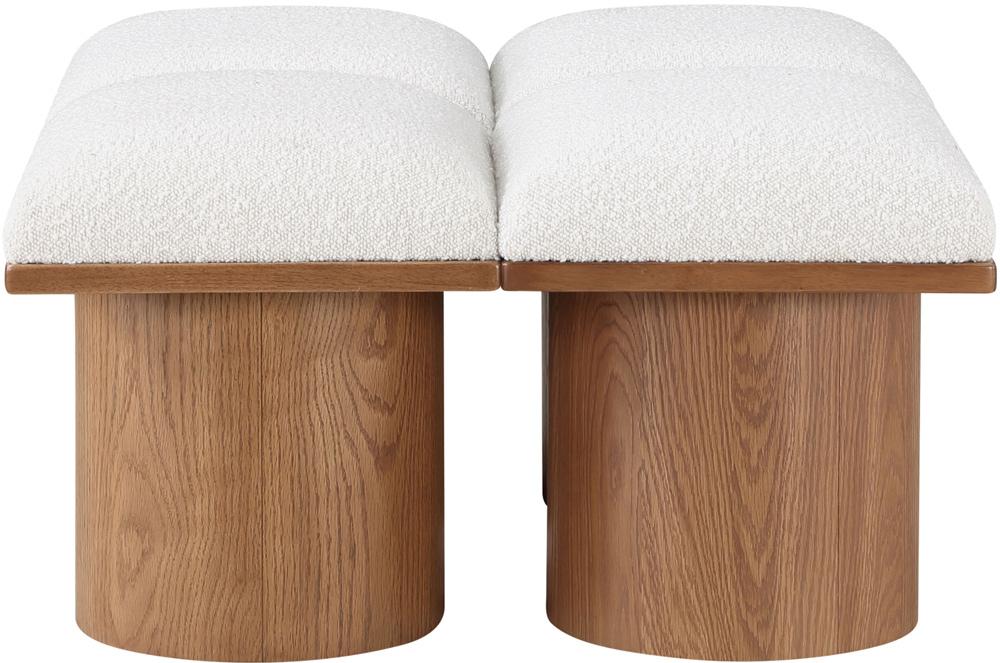 Meridian Furniture - Pavilion Cream Boucle Fabric Bench - 4Pc - 467Cream-4D veiw 3