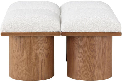 Meridian Furniture - Pavilion Cream Boucle Fabric Bench - 4Pc - 467Cream-4D veiw 3