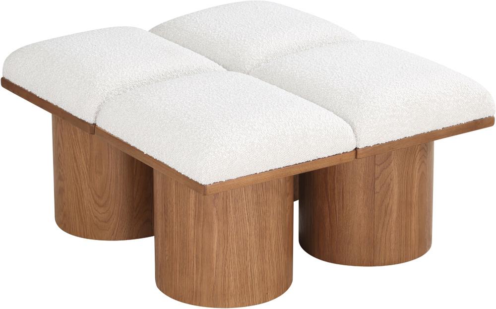 Meridian Furniture - Pavilion Cream Boucle Fabric Bench - 4Pc - 467Cream-4D veiw 5