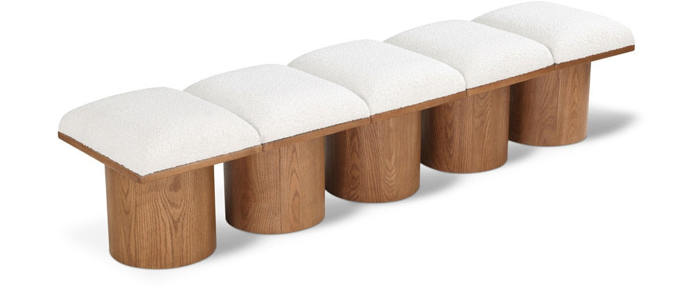 Meridian Furniture - Pavilion Cream Boucle Fabric Bench - 5Pc - 467Cream-5A veiw 1