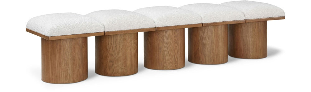Meridian Furniture - Pavilion Cream Boucle Fabric Bench - 5Pc - 467Cream-5B veiw 1