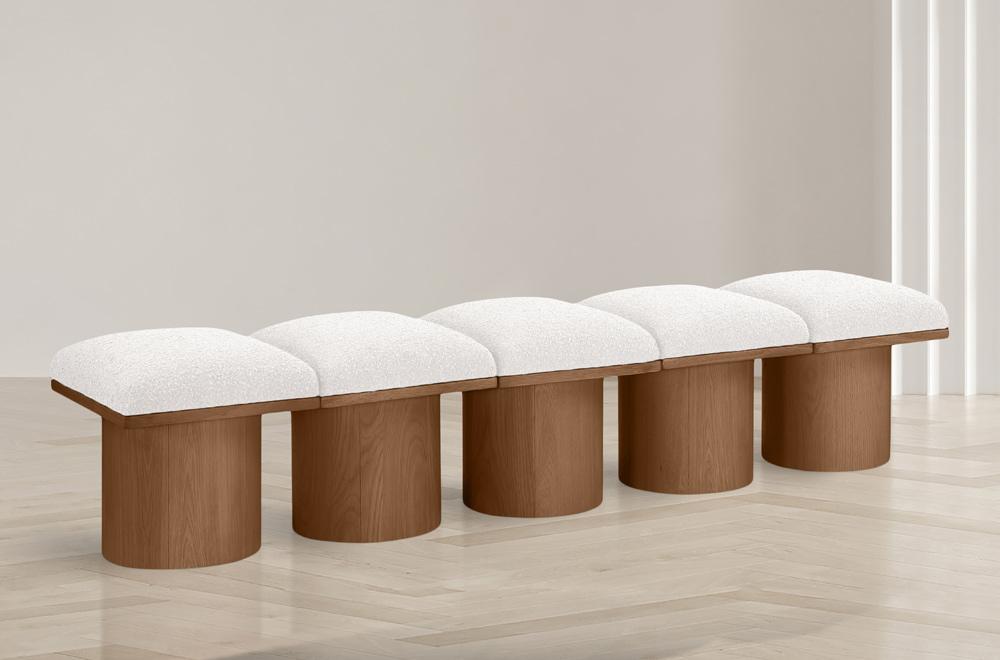 Meridian Furniture - Pavilion Cream Boucle Fabric Bench - 5Pc - 467Cream-5B veiw 2