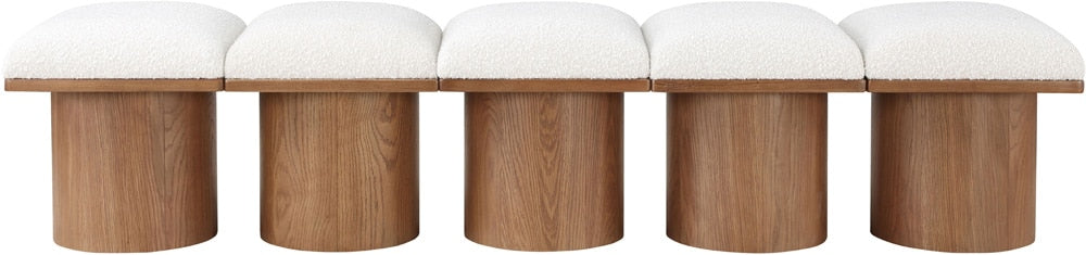 Meridian Furniture - Pavilion Cream Boucle Fabric Bench - 5Pc - 467Cream-5B veiw 3