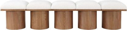Meridian Furniture - Pavilion Cream Boucle Fabric Bench - 5Pc - 467Cream-5B veiw 3