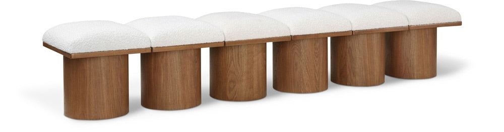 Meridian Furniture - Pavilion Cream Boucle Fabric Bench - 6Pc - 467Cream-6B veiw 1