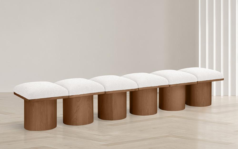 Meridian Furniture - Pavilion Cream Boucle Fabric Bench - 6Pc - 467Cream-6B veiw 2