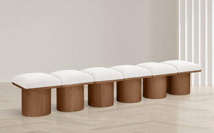 Meridian Furniture - Pavilion Cream Boucle Fabric Bench - 6Pc - 467Cream-6B veiw 2