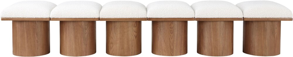 Meridian Furniture - Pavilion Cream Boucle Fabric Bench - 6Pc - 467Cream-6B veiw 3
