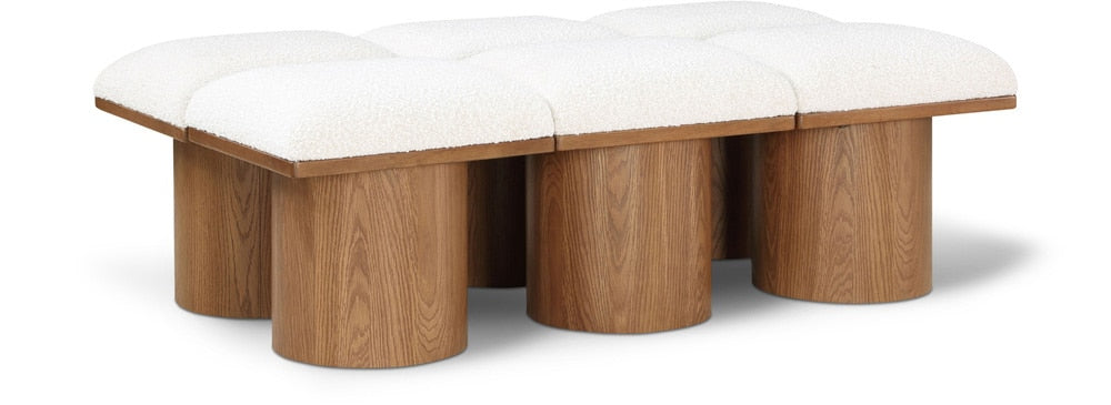Meridian Furniture - Pavilion Cream Boucle Fabric Bench - 6Pc - 467Cream-6C veiw 1