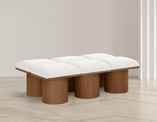 Meridian Furniture - Pavilion Cream Boucle Fabric Bench - 6Pc - 467Cream-6C veiw 2