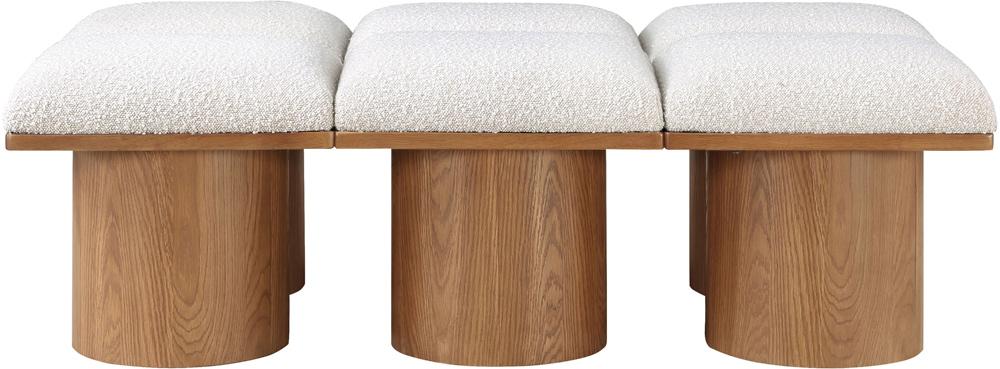 Meridian Furniture - Pavilion Cream Boucle Fabric Bench - 6Pc - 467Cream-6C veiw 3