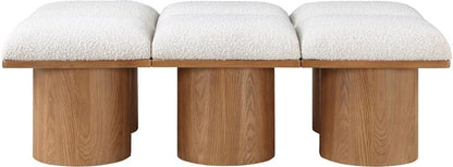 Meridian Furniture - Pavilion Cream Boucle Fabric Bench - 6Pc - 467Cream-6C veiw 3