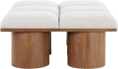 Meridian Furniture - Pavilion Cream Boucle Fabric Bench - 6Pc - 467Cream-6C veiw 4
