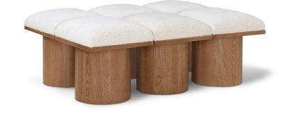Meridian Furniture - Pavilion Cream Boucle Fabric Bench - 6Pc - 467Cream-6D veiw 1