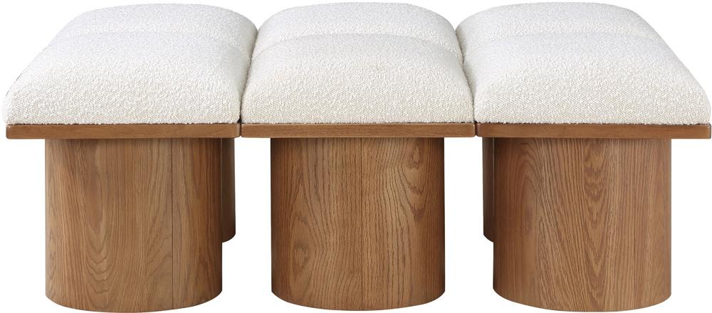 Meridian Furniture - Pavilion Cream Boucle Fabric Bench - 6Pc - 467Cream-6D veiw 3