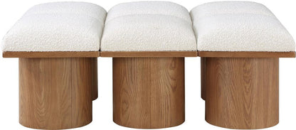 Meridian Furniture - Pavilion Cream Boucle Fabric Bench - 6Pc - 467Cream-6D veiw 3