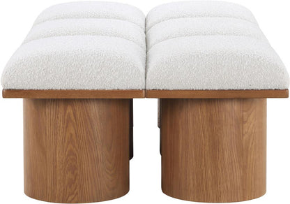 Meridian Furniture - Pavilion Cream Boucle Fabric Bench - 6Pc - 467Cream-6D veiw 4