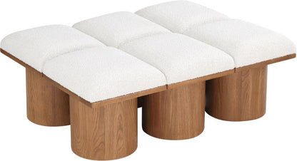 Meridian Furniture - Pavilion Cream Boucle Fabric Bench - 6Pc - 467Cream-6D veiw 5