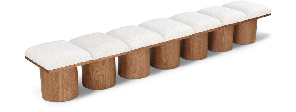 Meridian Furniture - Pavilion Cream Boucle Fabric Bench - 7Pc - 467Cream-7A veiw 1