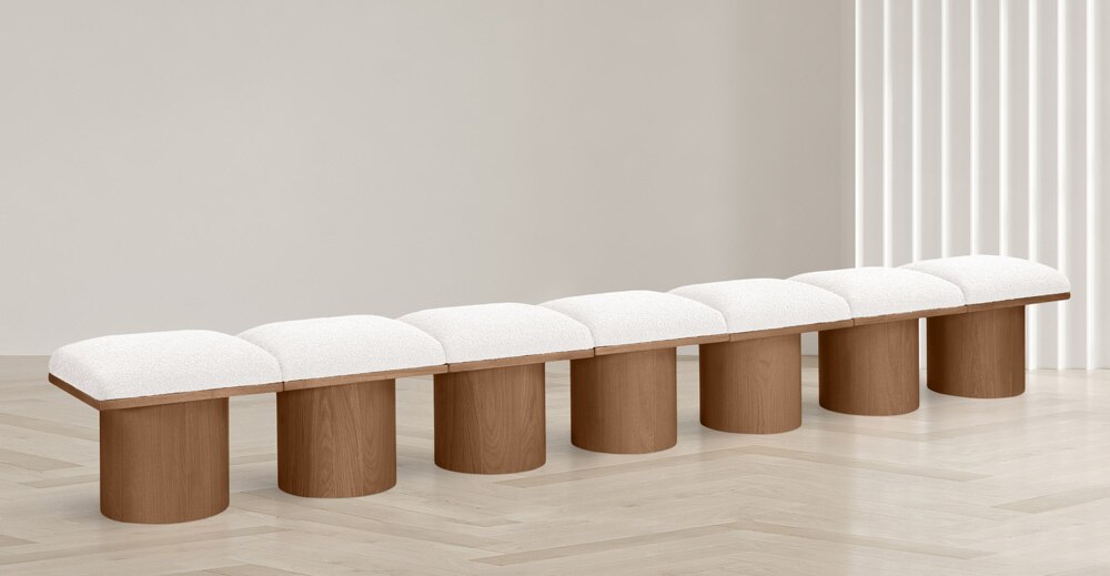Meridian Furniture - Pavilion Cream Boucle Fabric Bench - 7Pc - 467Cream-7A veiw 2