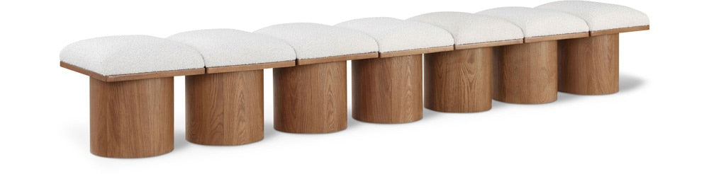 Meridian Furniture - Pavilion Cream Boucle Fabric Bench - 7Pc - 467Cream-7B veiw 1