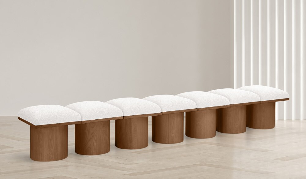 Meridian Furniture - Pavilion Cream Boucle Fabric Bench - 7Pc - 467Cream-7B veiw 2