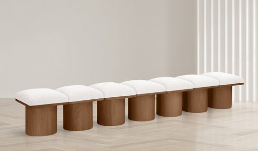 Meridian Furniture - Pavilion Cream Boucle Fabric Bench - 7Pc - 467Cream-7B veiw 2