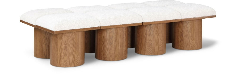 Meridian Furniture - Pavilion Cream Boucle Fabric Bench - 8Pc - 467Cream-8C veiw 1
