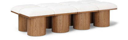 Meridian Furniture - Pavilion Cream Boucle Fabric Bench - 8Pc - 467Cream-8C veiw 1