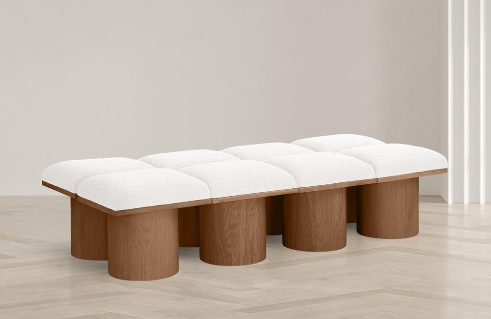 Meridian Furniture - Pavilion Cream Boucle Fabric Bench - 8Pc - 467Cream-8C veiw 2