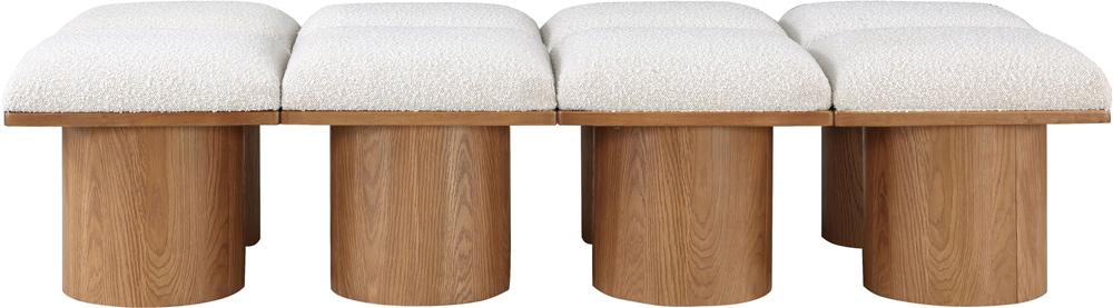 Meridian Furniture - Pavilion Cream Boucle Fabric Bench - 8Pc - 467Cream-8C veiw 3