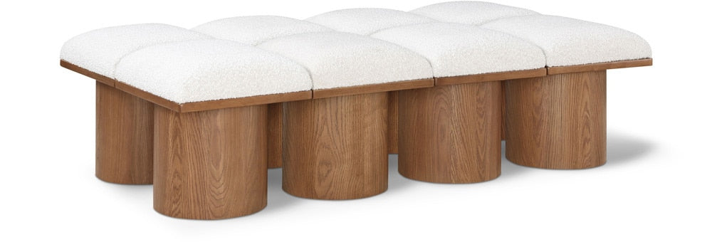 Meridian Furniture - Pavilion Cream Boucle Fabric Bench - 8Pc - 467Cream-8D veiw 1