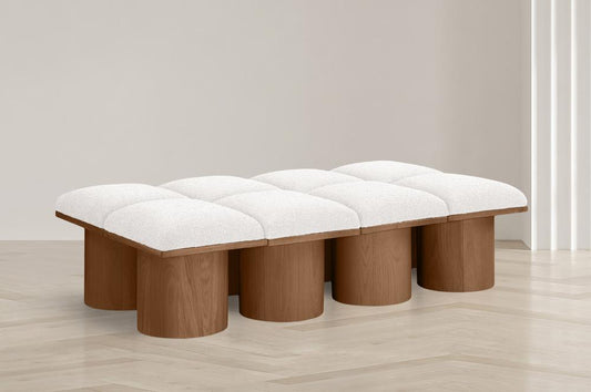 Meridian Furniture - Pavilion Cream Boucle Fabric Bench - 8Pc - 467Cream-8D veiw 2