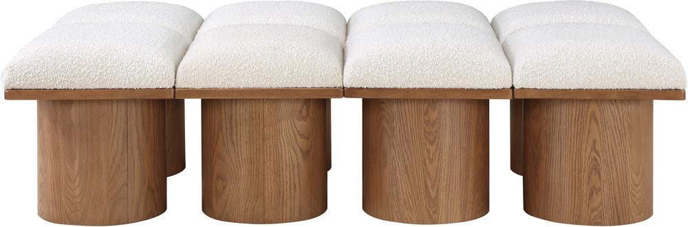 Meridian Furniture - Pavilion Cream Boucle Fabric Bench - 8Pc - 467Cream-8D veiw 3