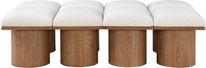 Meridian Furniture - Pavilion Cream Boucle Fabric Bench - 8Pc - 467Cream-8D veiw 3