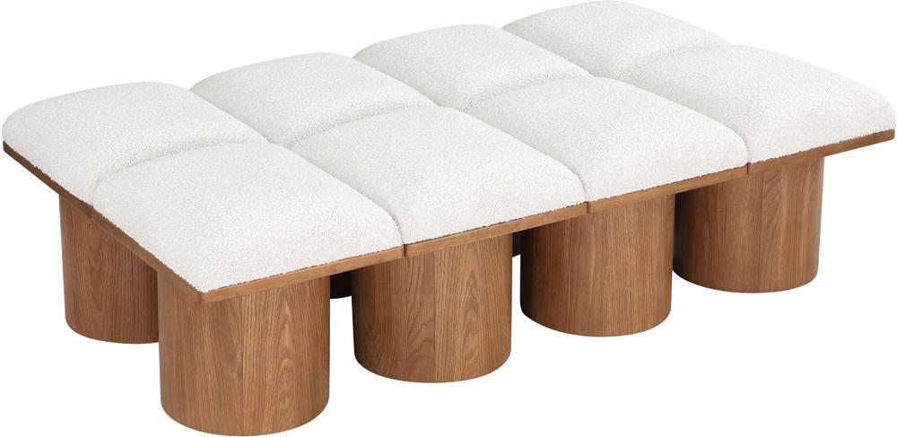 Meridian Furniture - Pavilion Cream Boucle Fabric Bench - 8Pc - 467Cream-8D veiw 5