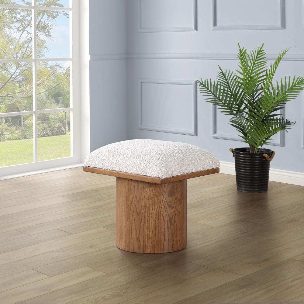 Meridian Furniture - Pavilion Cream Boucle Fabric Bench/Stool - 467Cream-C veiw 2